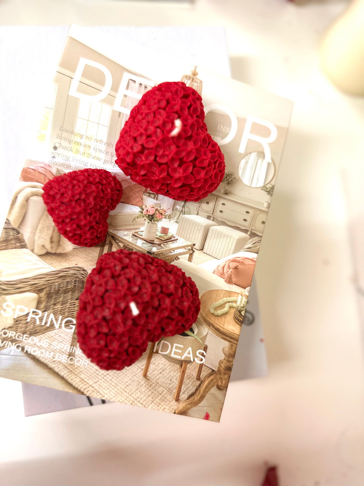 Ruby Bloom Trio | Hand-Poured Floral Heart Candle Set