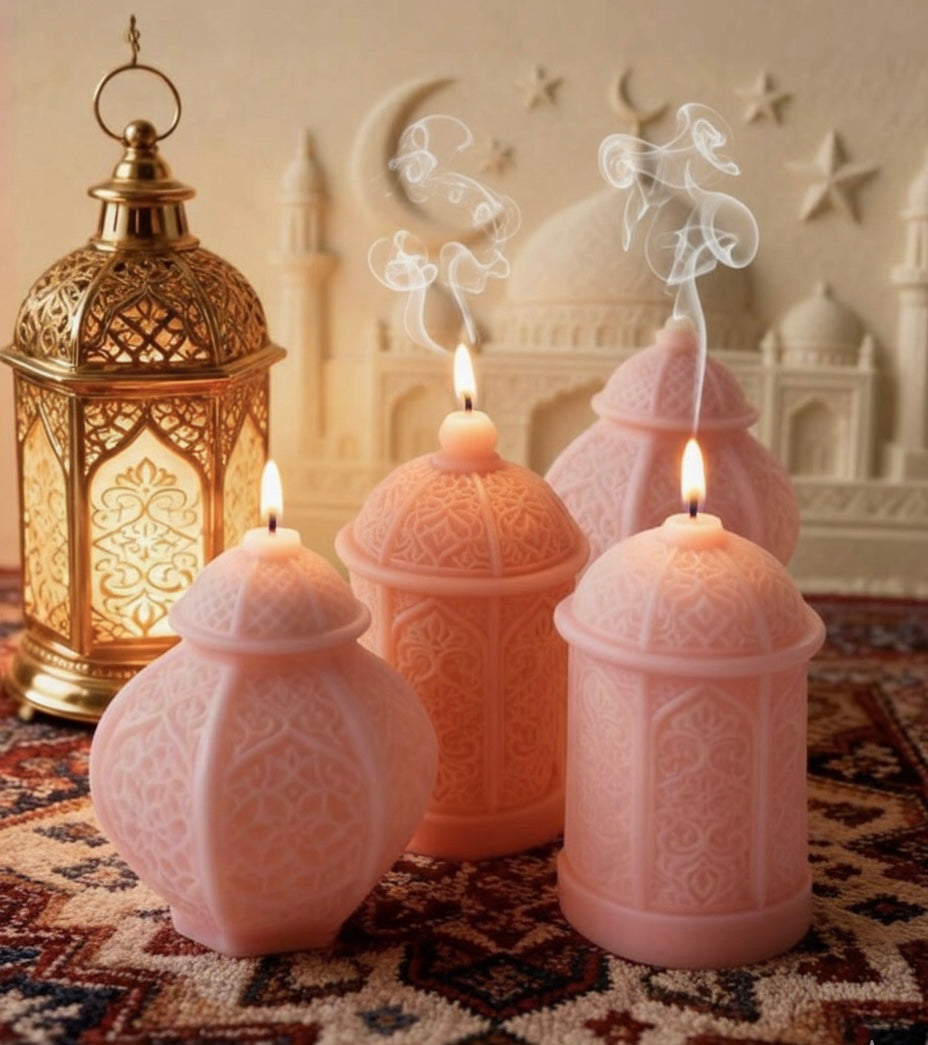 Moonlit Lantern Duo | Hand-Carved Ramadan Scented Candle Set of two