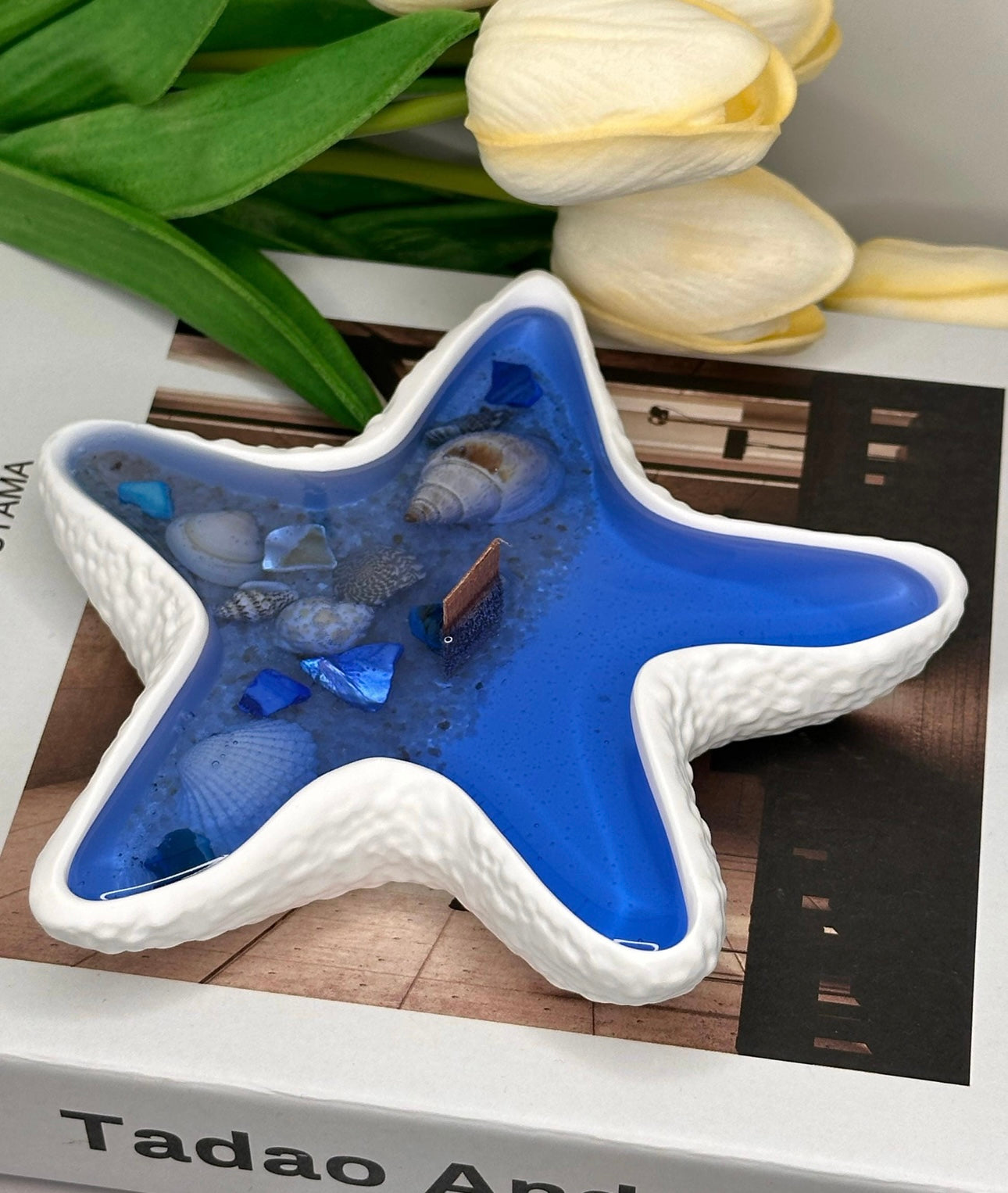 Starfish Marine Gel Wax Candle with Wooden Wick – Ocean Scented Coastal Home Décor