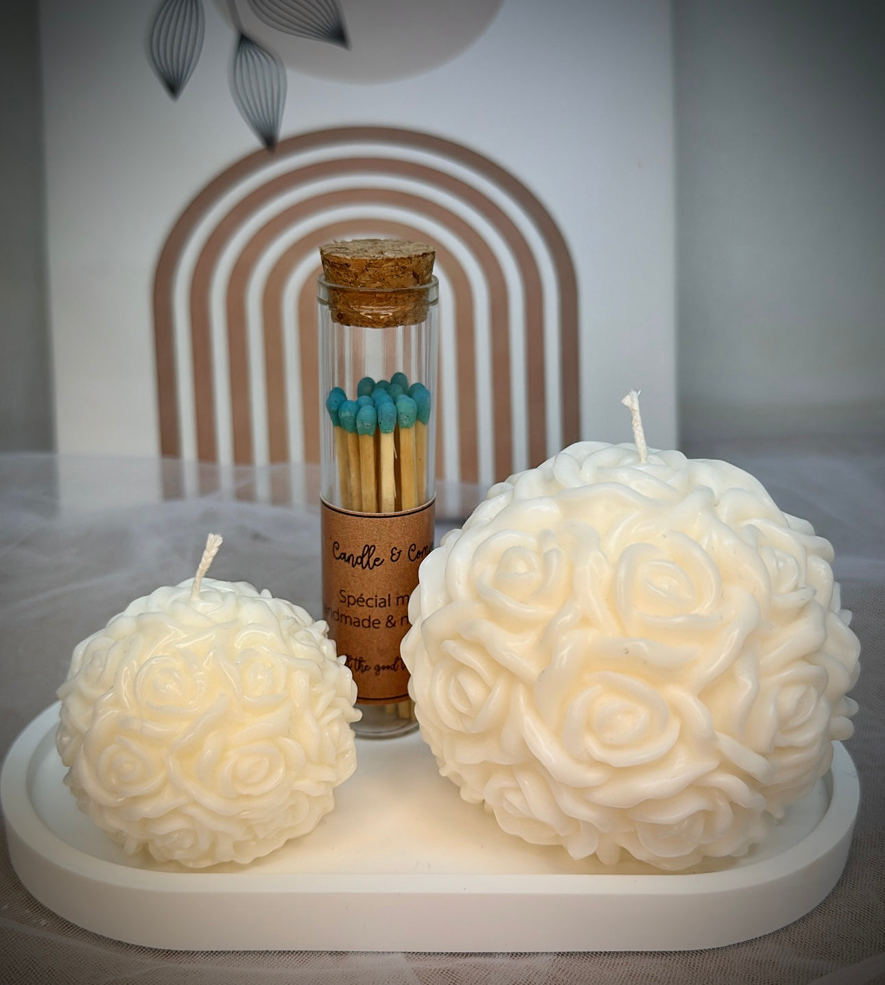 Rose Ball White/Red Scented Candle For Home Decoration