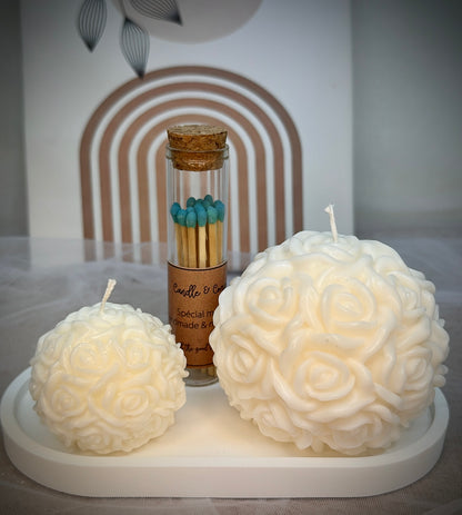 Rose Ball White/Red Scented Candle For Home Decoration