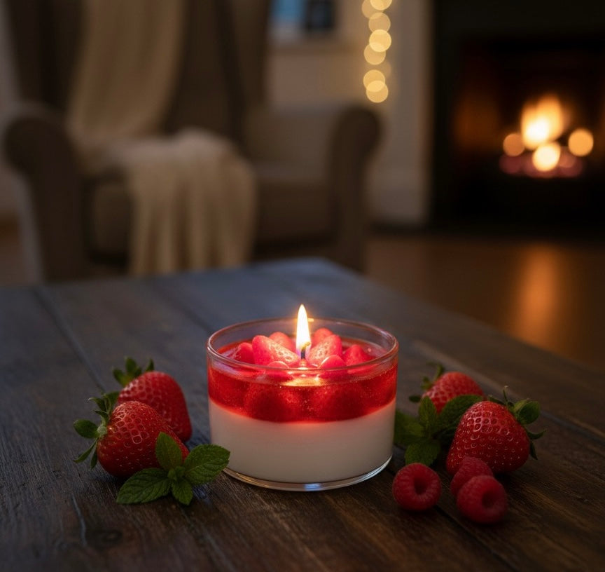 Set of 4 Dessert Scented Candles | Strawberry, Blueberry, Orange & Raspberry