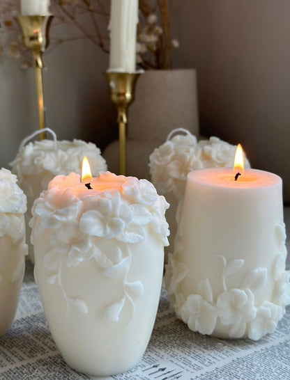 Handmade Floral Soy Candle Set – Set of 3