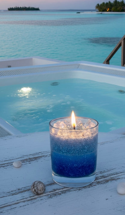 Midnight Ocean Shimmer | Hand-Poured Blue Gradient Glitter Candle