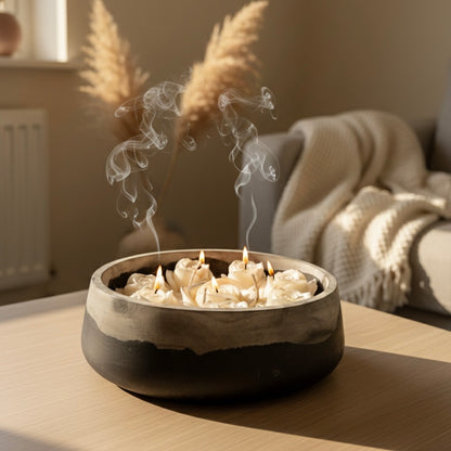 Handmade Luxury  Rose Candle | Artisan Black & Grey Stone Bowl