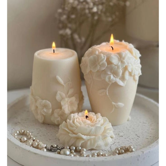 Handmade Floral Soy Candle Set – Set of 3