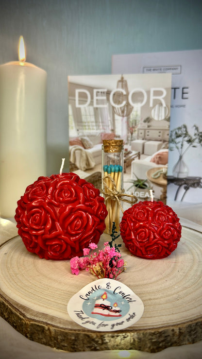 Rose Ball White/Red Scented Candle For Home Decoration