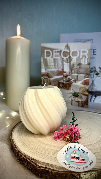 Sculpted Aesthetic Swirl scented Candle handmade/ home decor / cozy vibes