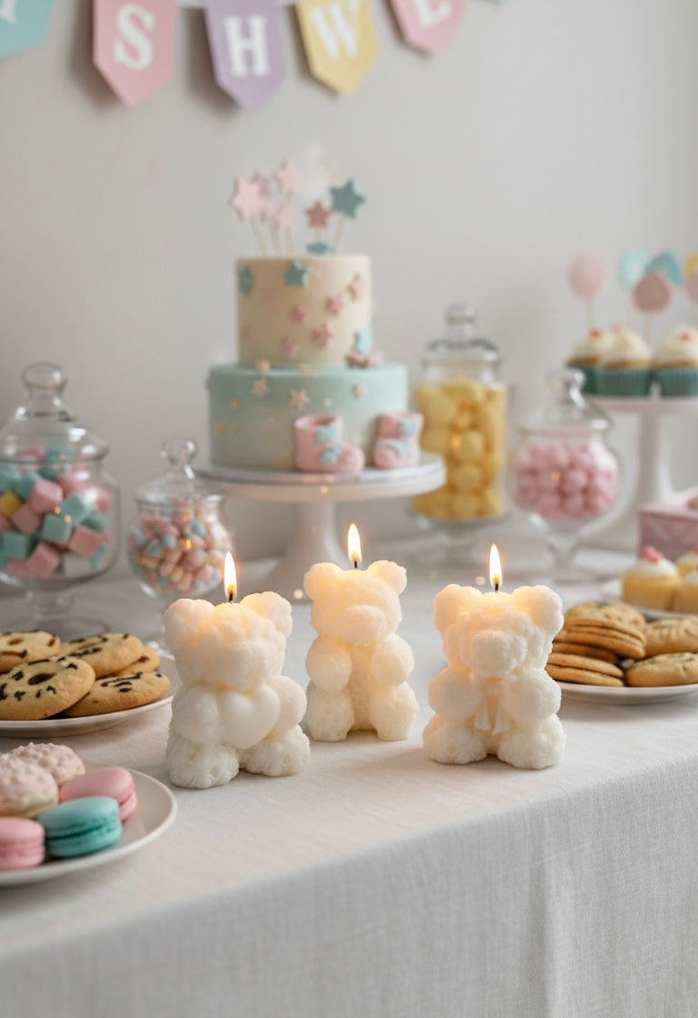 Handmade Teddy Bear Soy Candle Set – Set of 3