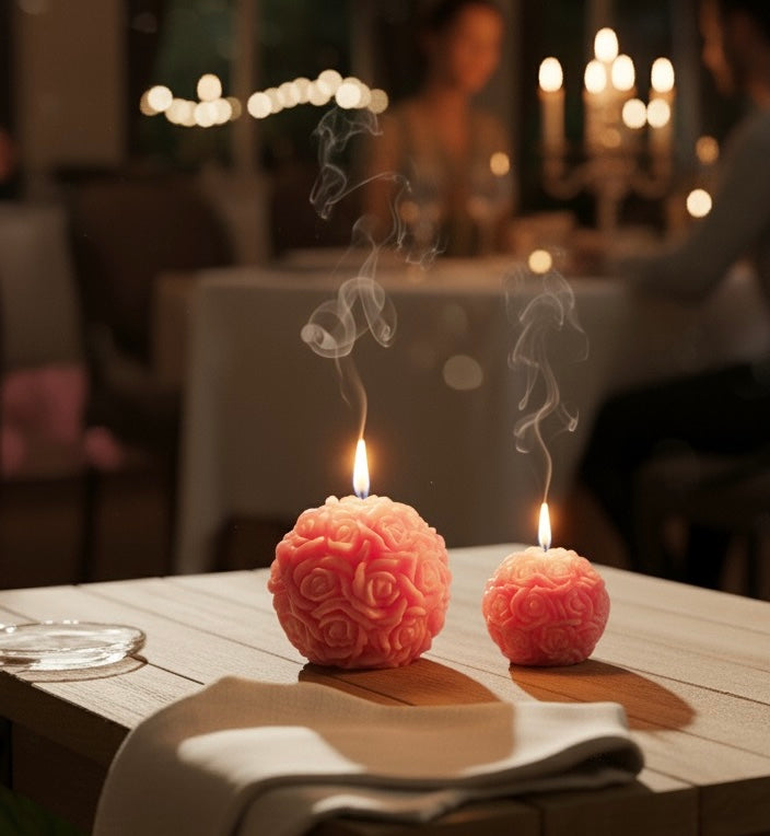 Rose Ball White/Red Scented Candle For Home Decoration