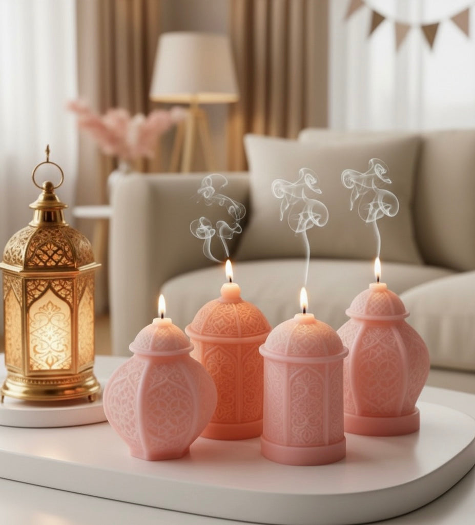 Moonlit Lantern Duo | Hand-Carved Ramadan Scented Candle Set of two