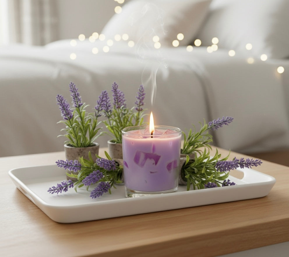 🌿 Iced Lavender Artisan Candle – Your Ultimate Zen Moment. Brew Candle Handmade with soy and gel wax Ice Cubes