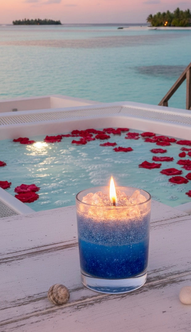 Midnight Ocean Shimmer | Hand-Poured Blue Gradient Glitter Candle