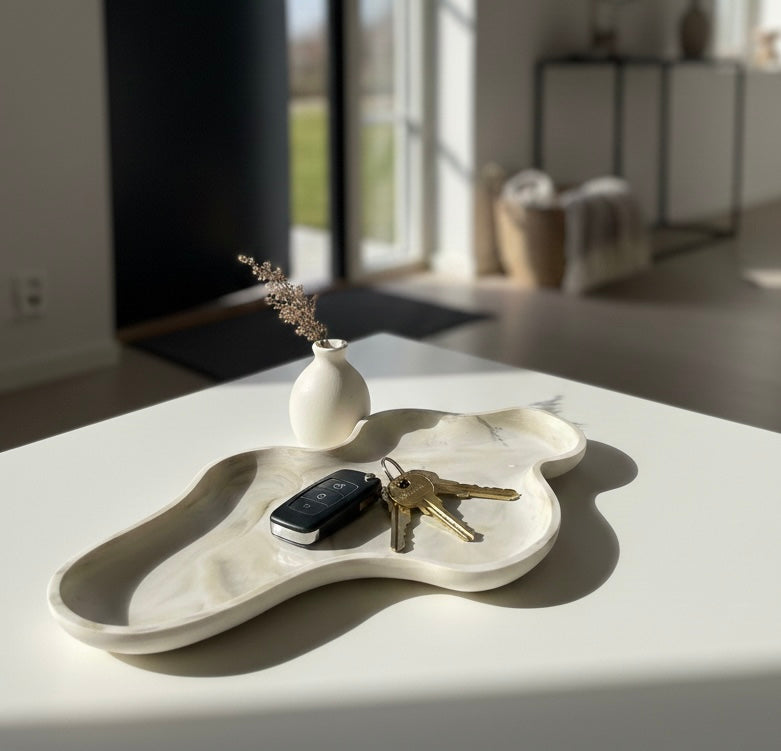 Marble wavy decoratif tray. Handmade. Home decor.