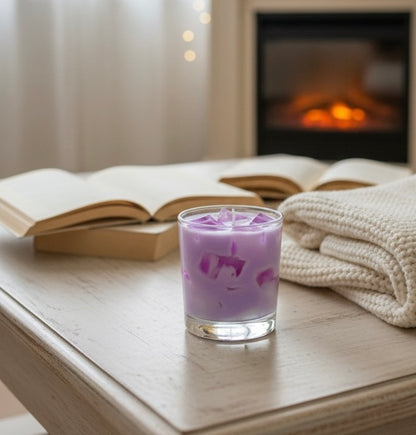 🌿 Iced Lavender Artisan Candle – Your Ultimate Zen Moment. Brew Candle Handmade with soy and gel wax Ice Cubes