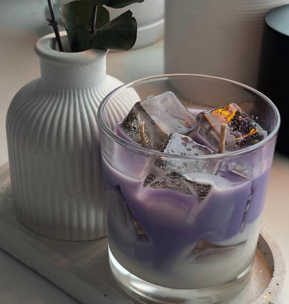 🌿 Iced Lavender Artisan Candle – Your Ultimate Zen Moment. Brew Candle Handmade with soy and gel wax Ice Cubes