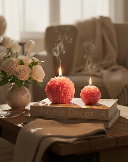 Rose Ball White/Red Scented Candle For Home Decoration