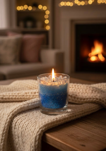 Midnight Ocean Shimmer | Hand-Poured Blue Gradient Glitter Candle