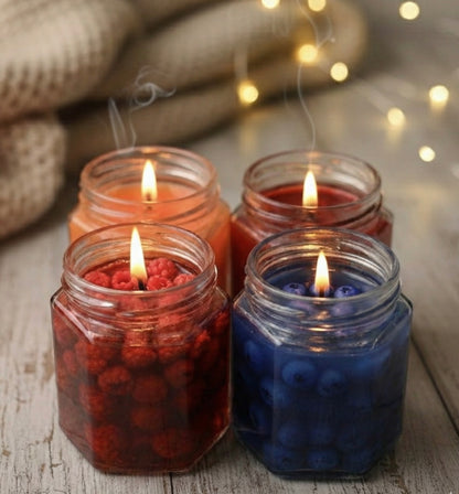 Artisan Jam Jar Collection | Set of 4 Gourmet Fruit-Scented Gel Candles
