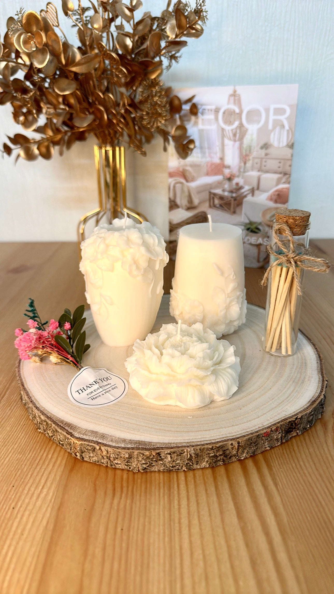 Handmade Floral Soy Candle Set – Set of 3