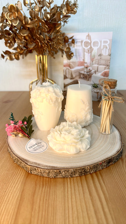 Handmade Floral Soy Candle Set – Set of 3