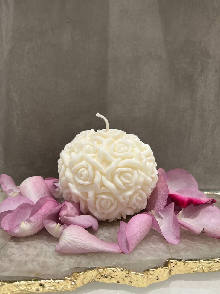 Rose Ball White/Red Scented Candle For Home Decoration
