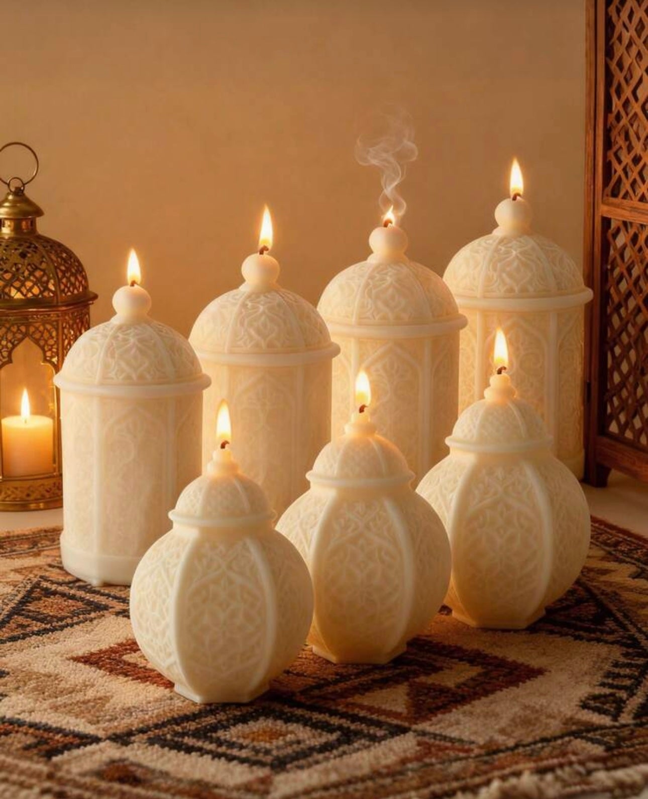 Moonlit Lantern Duo | Hand-Carved Ramadan Scented Candle Set of two