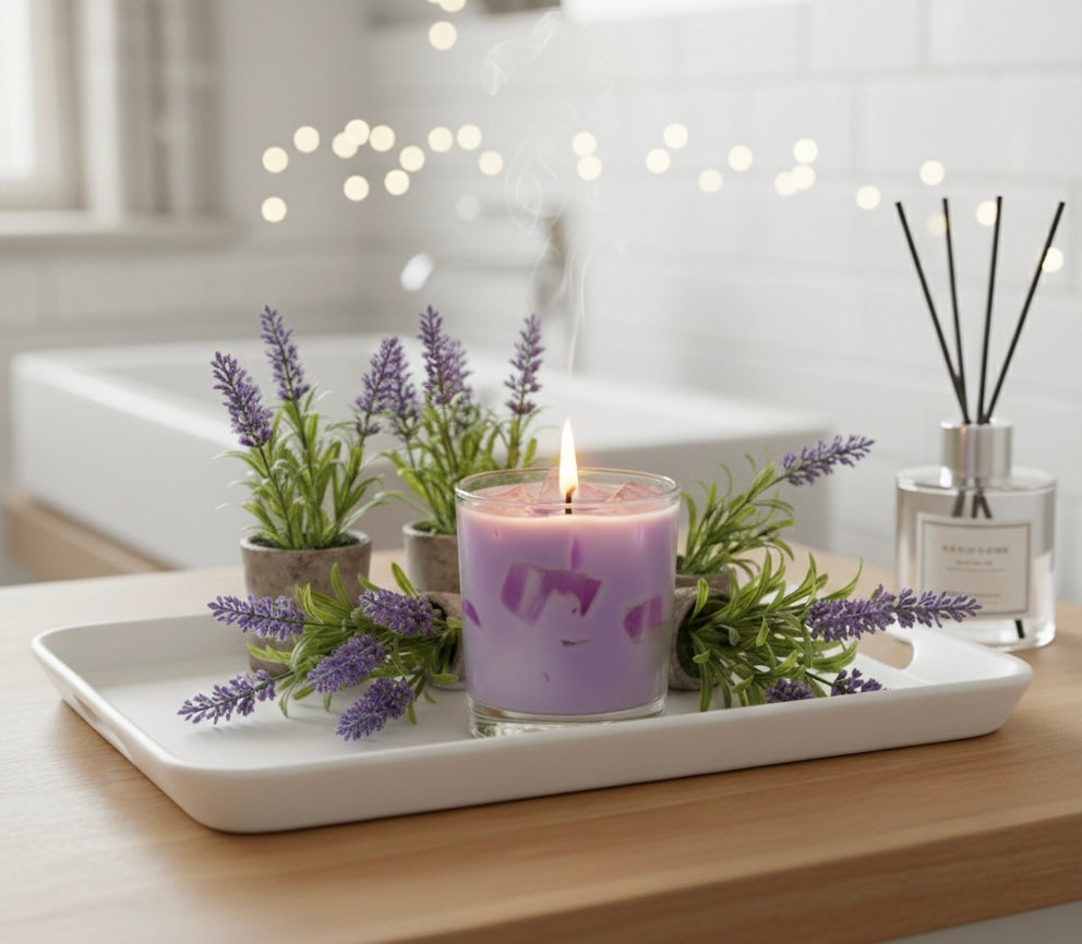 🌿 Iced Lavender Artisan Candle – Your Ultimate Zen Moment. Brew Candle Handmade with soy and gel wax Ice Cubes