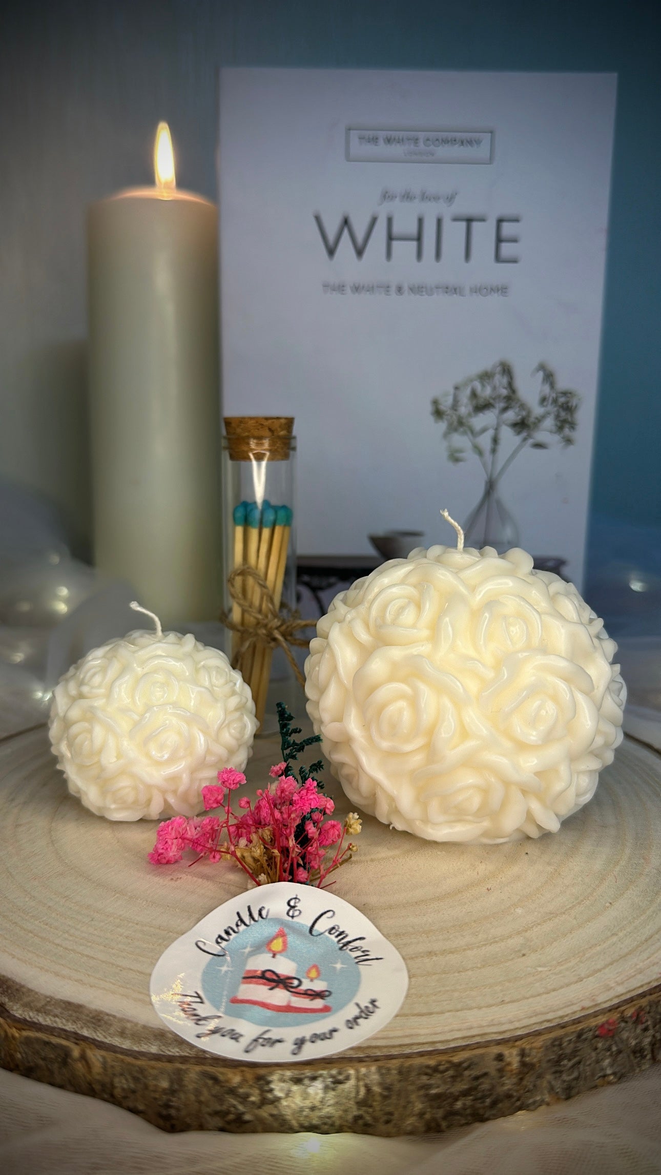 Rose Ball White/Red Scented Candle For Home Decoration