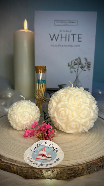 Rose Ball White/Red Scented Candle For Home Decoration