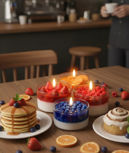 Set of 4 Dessert Scented Candles | Strawberry, Blueberry, Orange & Raspberry