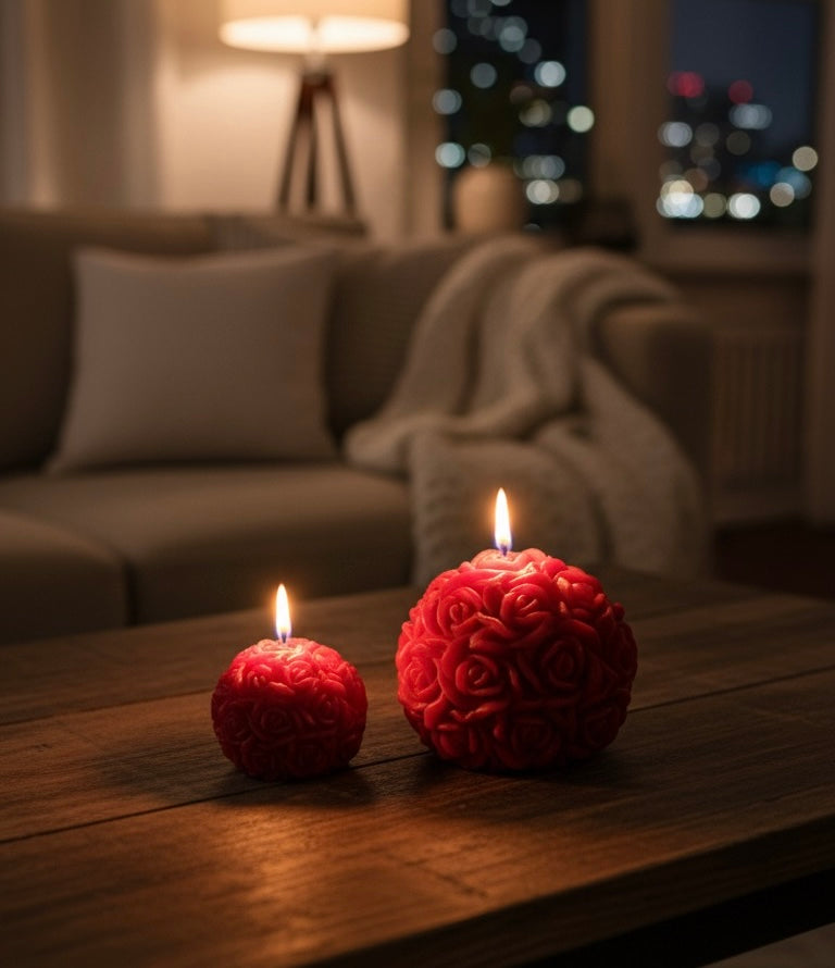 Rose Ball White/Red Scented Candle For Home Decoration