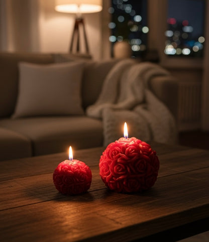 Rose Ball White/Red Scented Candle For Home Decoration