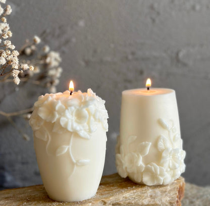 Handmade Floral Soy Candle Set – Set of 3