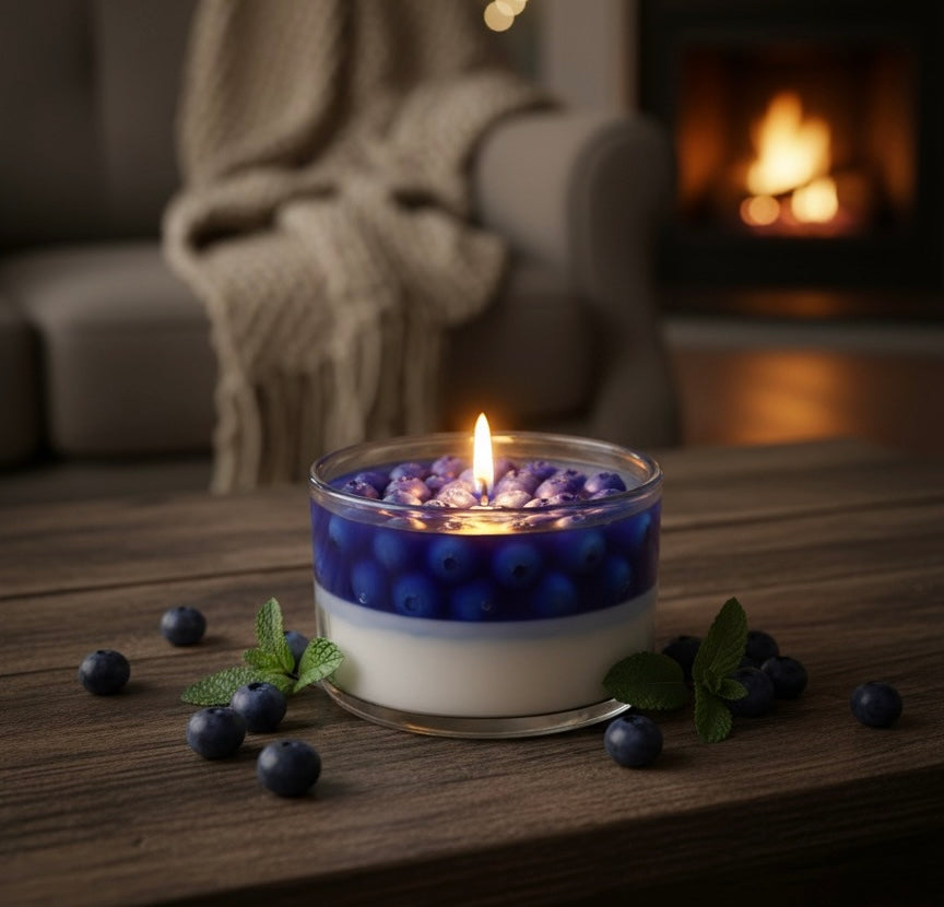 Set of 4 Dessert Scented Candles | Strawberry, Blueberry, Orange & Raspberry