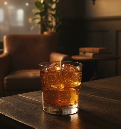 Realistic Whiskey Glass Gel Wax Candle – Amber Drink Design Decorative Tumbler 🥃✨