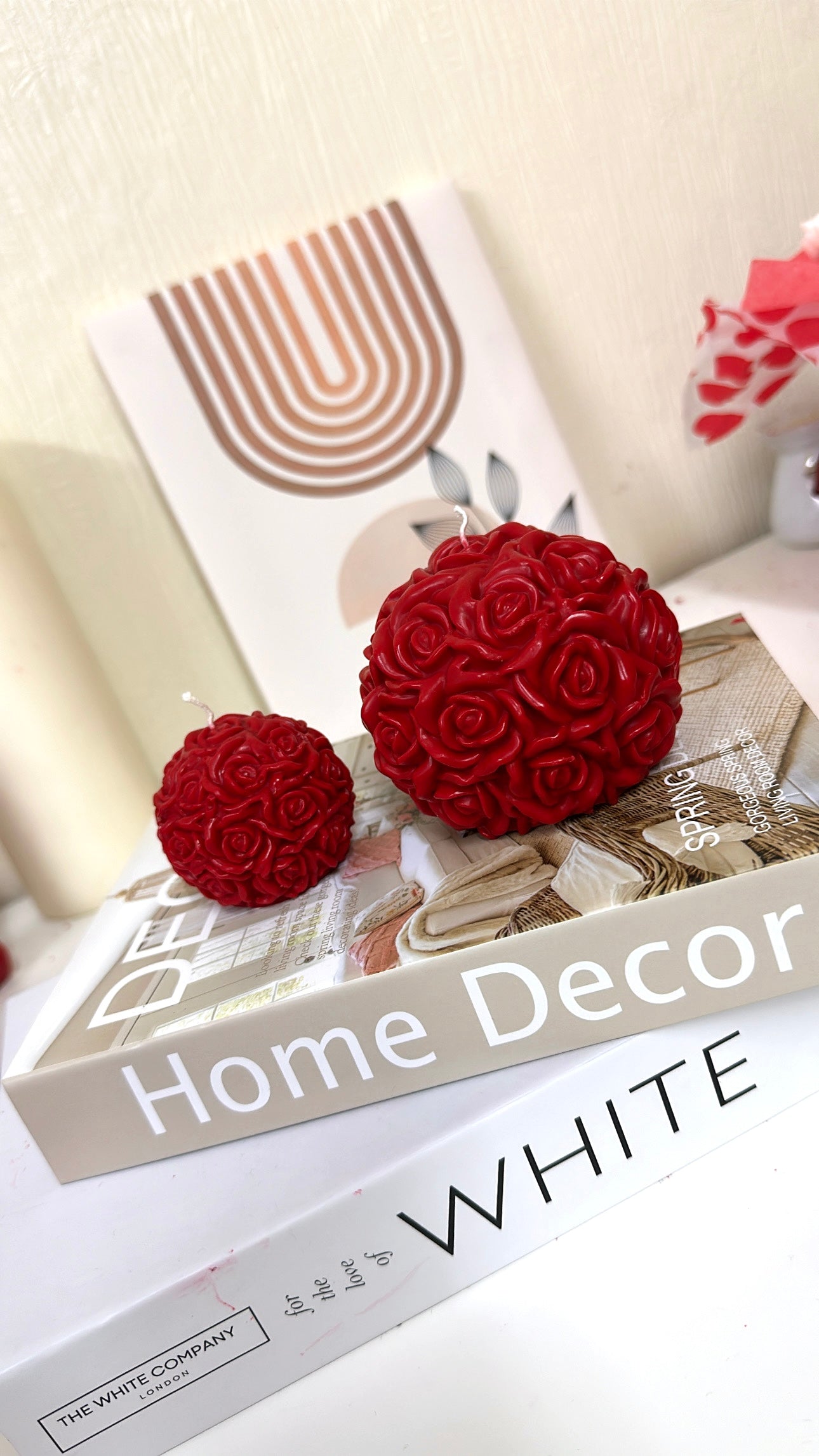 Rose Ball White/Red Scented Candle For Home Decoration