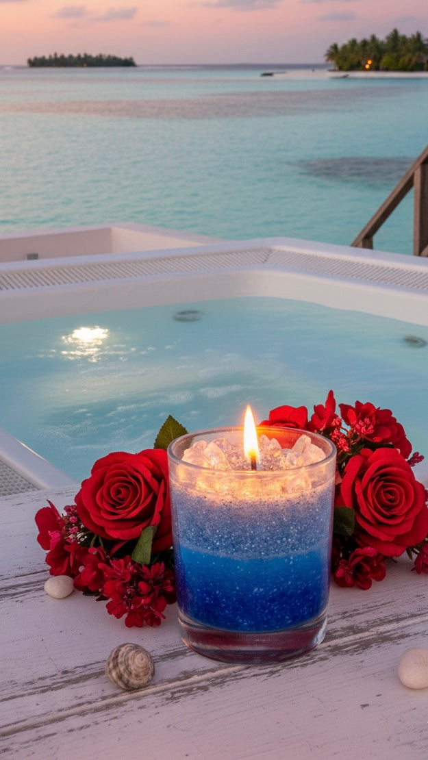 Midnight Ocean Shimmer | Hand-Poured Blue Gradient Glitter Candle