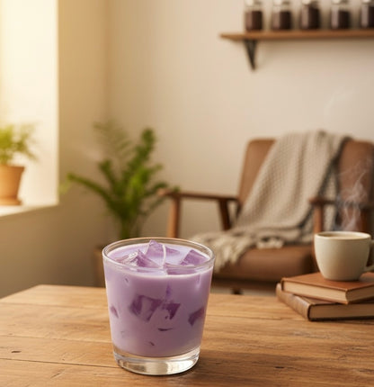 🌿 Iced Lavender Artisan Candle – Your Ultimate Zen Moment. Brew Candle Handmade with soy and gel wax Ice Cubes