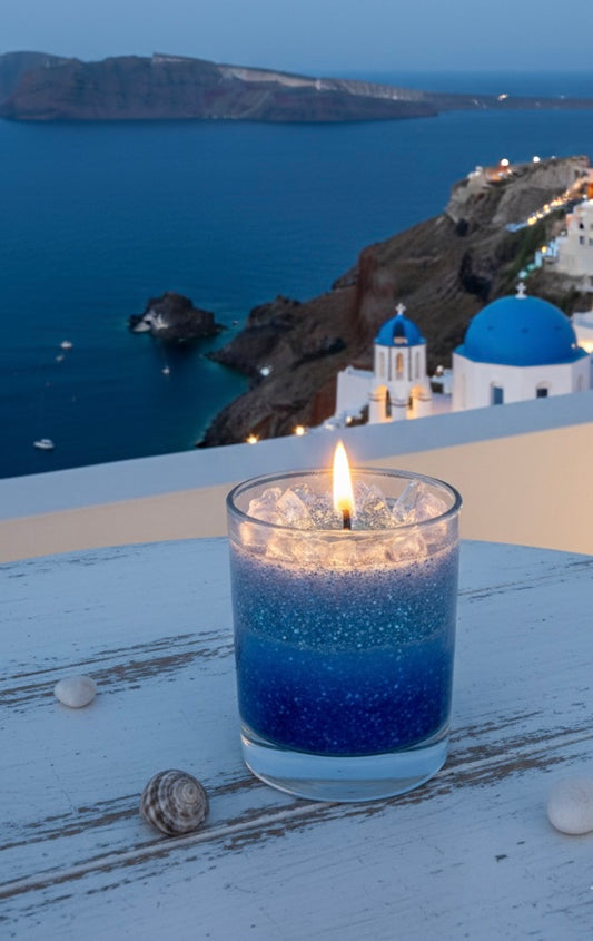 Midnight Ocean Shimmer | Hand-Poured Blue Gradient Glitter Candle