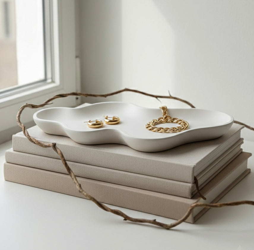 Marble wavy decoratif tray. Handmade. Home decor.