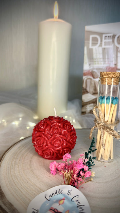 Rose Ball White/Red Scented Candle For Home Decoration