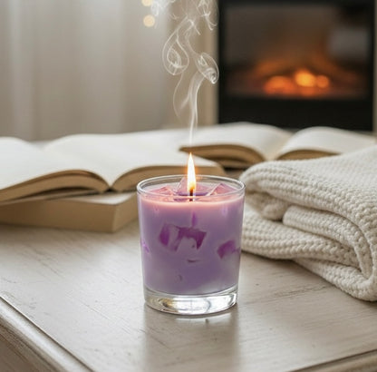 🌿 Iced Lavender Artisan Candle – Your Ultimate Zen Moment. Brew Candle Handmade with soy and gel wax Ice Cubes