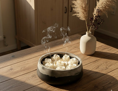 Handmade Luxury  Rose Candle | Artisan Black & Grey Stone Bowl