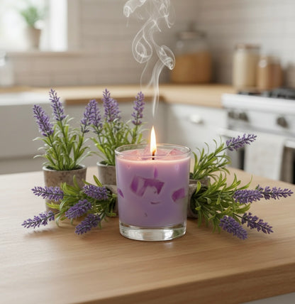 🌿 Iced Lavender Artisan Candle – Your Ultimate Zen Moment. Brew Candle Handmade with soy and gel wax Ice Cubes