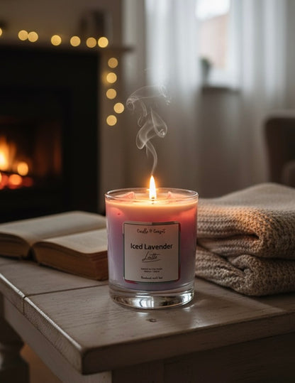 🌿 Iced Lavender Artisan Candle – Your Ultimate Zen Moment. Brew Candle Handmade with soy and gel wax Ice Cubes