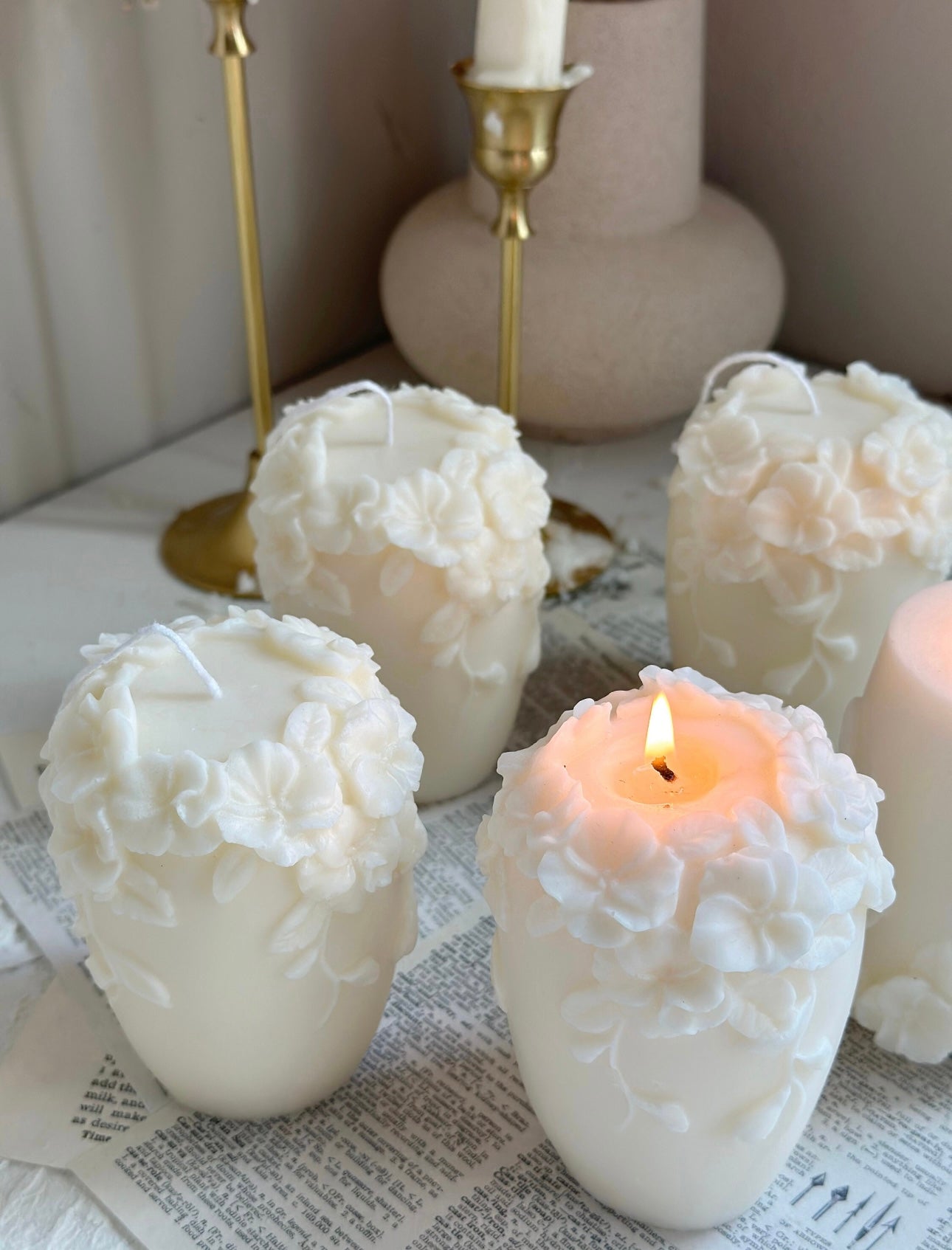 Handmade Floral Soy Candle Set – Set of 3