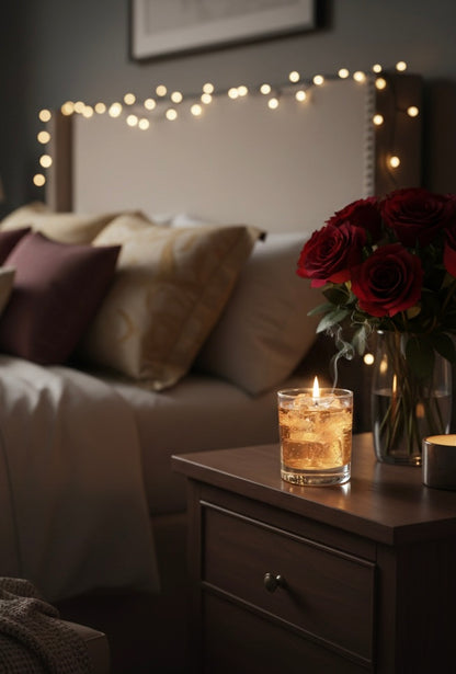 Realistic Whiskey Glass Gel Wax Candle – Amber Drink Design Decorative Tumbler 🥃✨