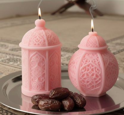 Moonlit Lantern Duo | Hand-Carved Ramadan Scented Candle Set of two
