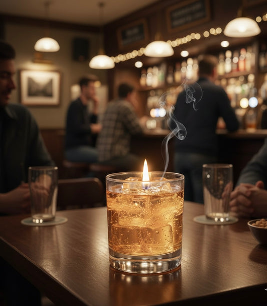 Realistic Whiskey Glass Gel Wax Candle – Amber Drink Design Decorative Tumbler 🥃✨